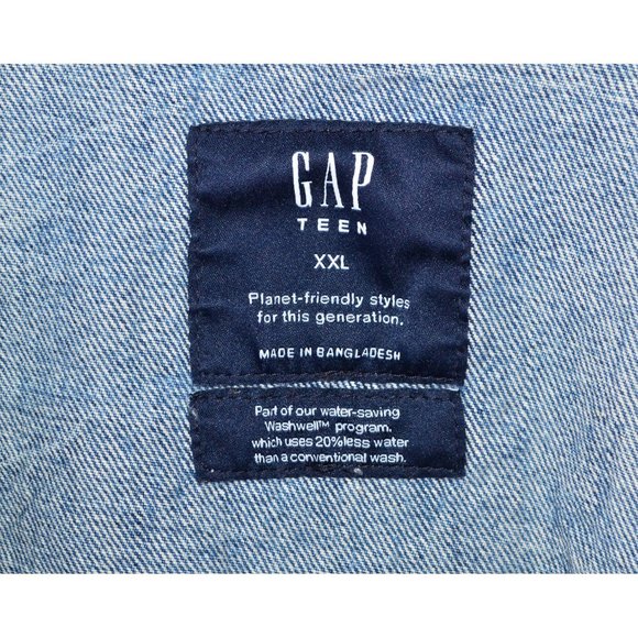 GAP  Teen Planet Friendly Washwell Denim Button Front Jacket Size XXL - Picture 8 of 8